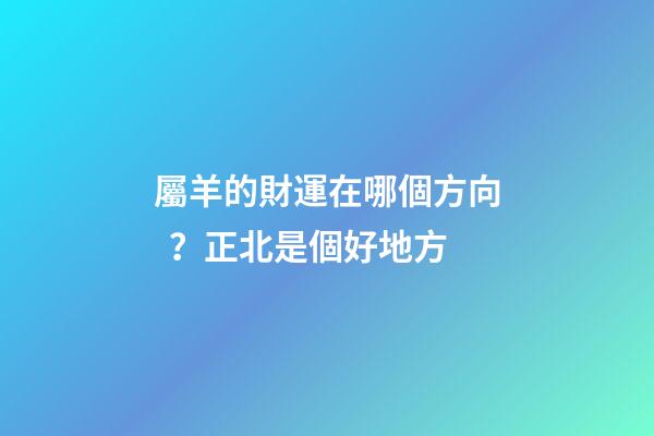 屬羊的財運在哪個方向？正北是個好地方
